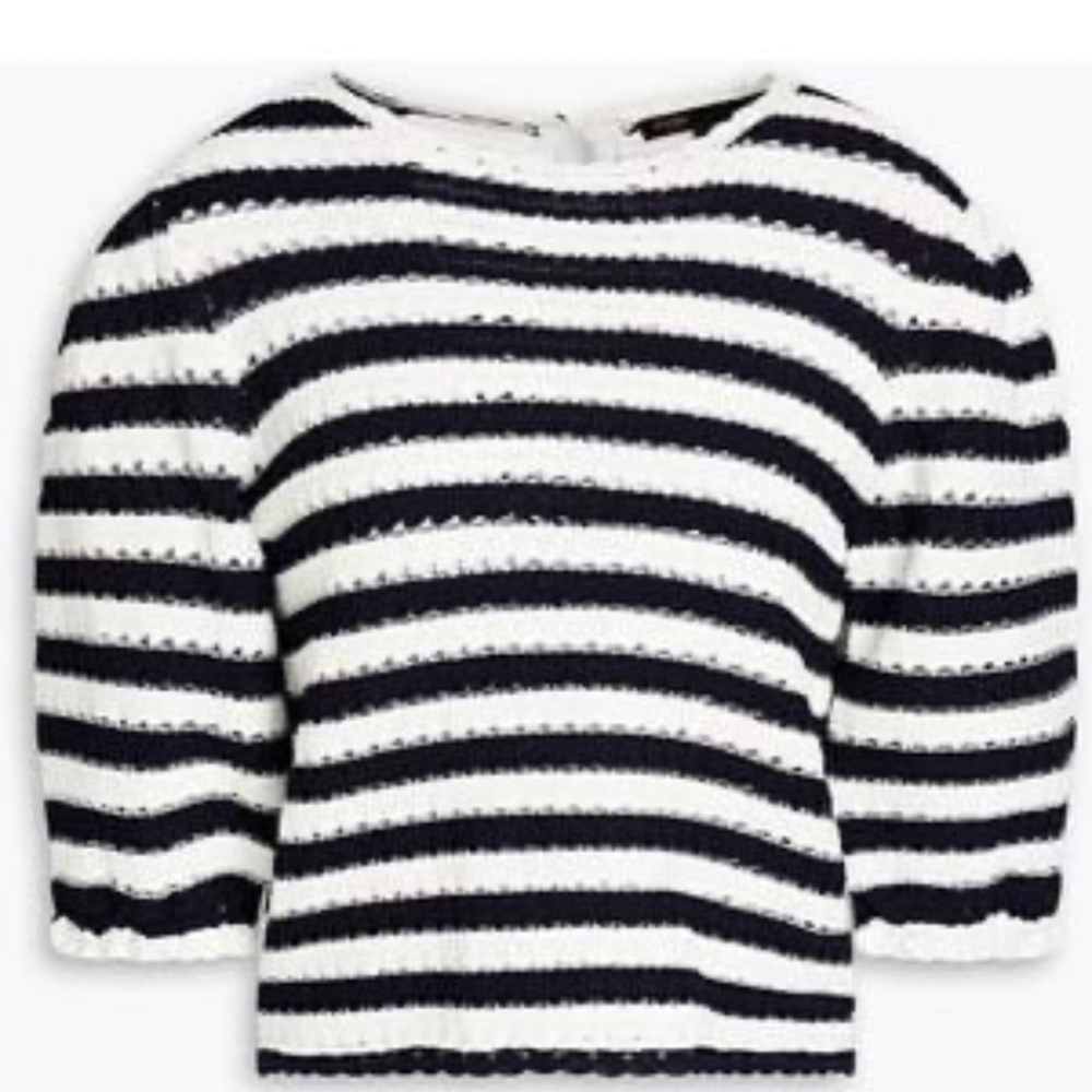 Maje Striped Crochet Top - navy and white